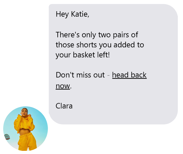 abandoned cart facebook messenger example 1