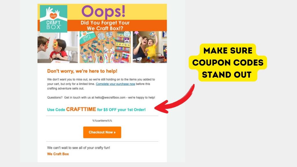 cart abandonment coupon codes stand out