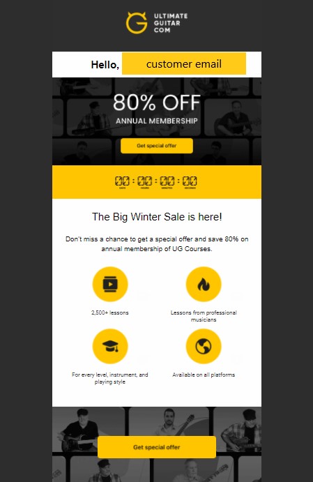 ultimate guitar remarketing email